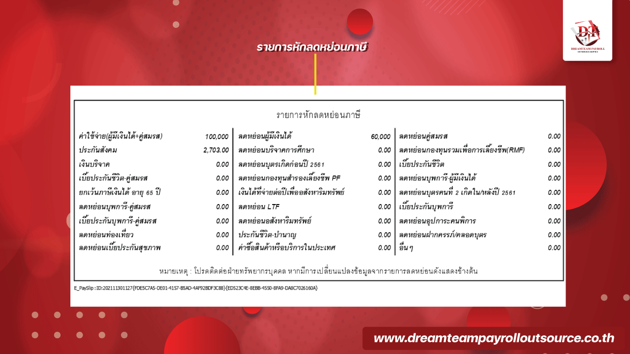 ในสลิปเงินเดือนจะบอก รายการหักลดหย่อนภาษี